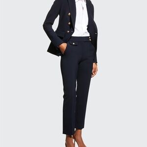 Veronica Beard Reno Navy Straight Cropped Pants
